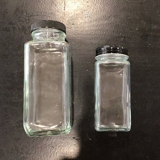 French square glass jar